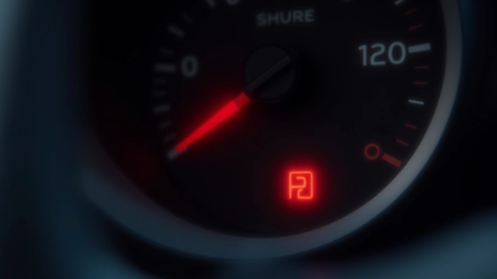 Close-up of red warning light on dashboard showing oil pressure indicator illuminated