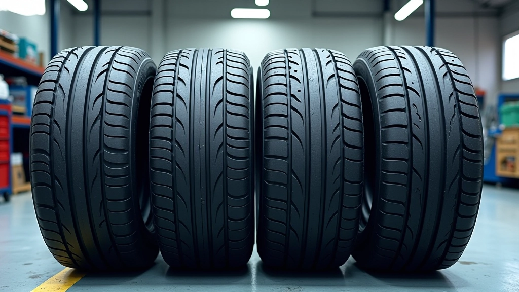 Four car tyres arranged in circle showing rotation pattern with directional arrows