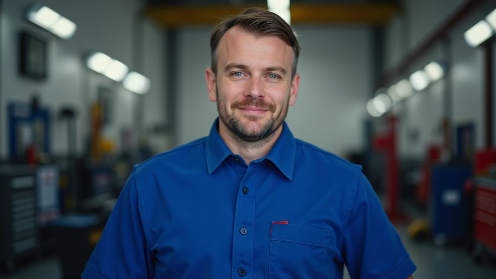 Professional mechanic in modern automotive workshop